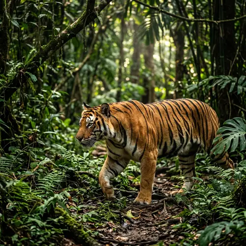 Majestic Tiger in Lush Jungle - Strength and Beauty