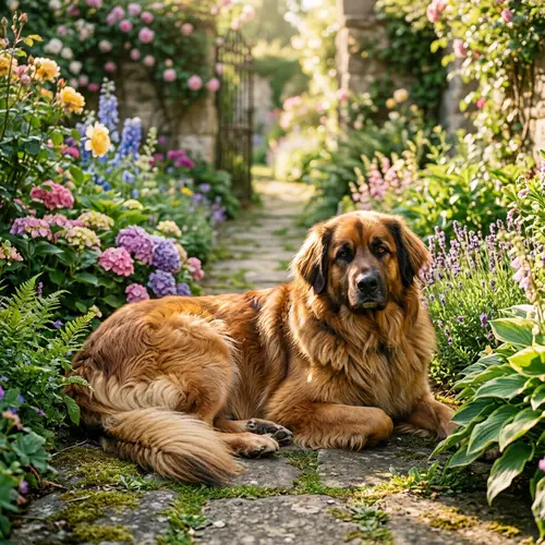 Magnificent Dog in Vibrant Garden: Grace and Charm Captured