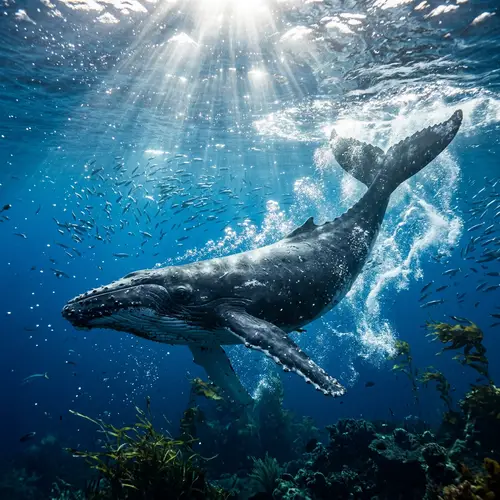 Majestic Whale Swimming in Ocean | Marine Wildlife Photography