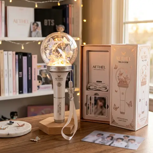 K-pop Lightstick with Butterflies: High-Res Realistic Demonstration