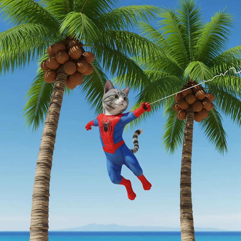 3D Gray and White Cat in Spiderman Costume 3D Gray and White Cat in Spiderman Costume