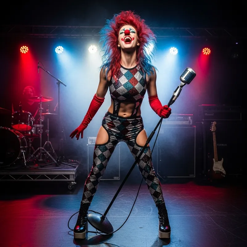 Sexy Clown Girl Singing Like a Rock Star