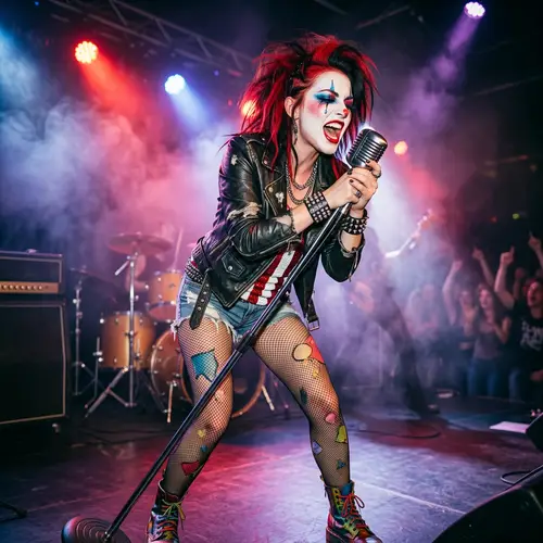 Sexy Clown Girl Singing Like a Rock Star