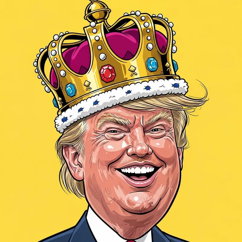 Trump Caricature: Crown & Stupid Face