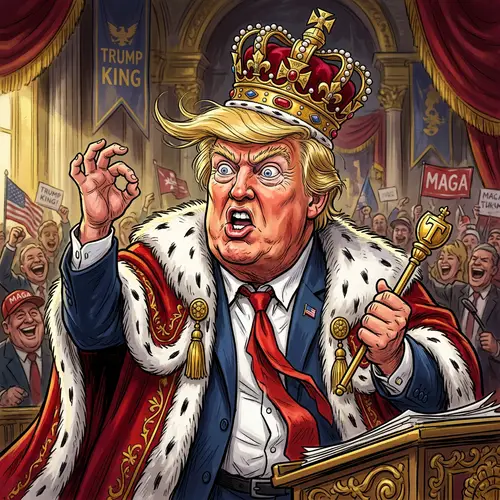 Trump Caricature: Crown & Stupid Face