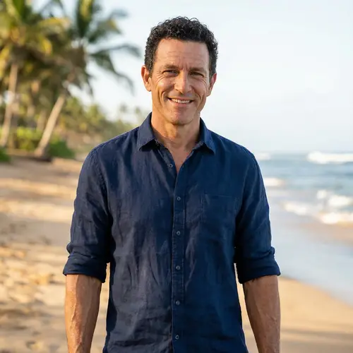 Jencarlos Canela: Confident Man at Sunny Beach