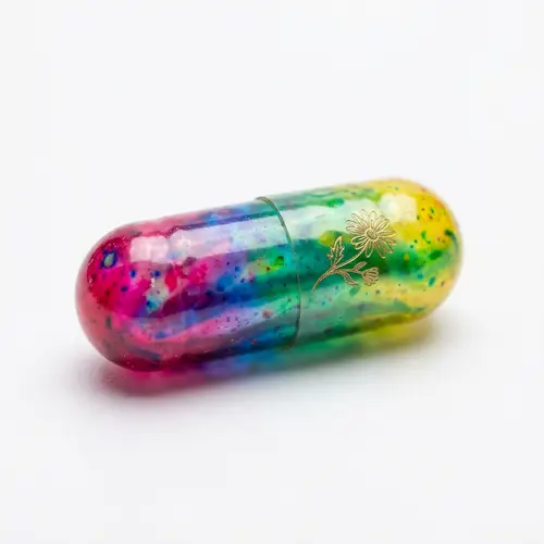 Colorful Gelatine Capsule with Flower Drawing | Pill Accessory