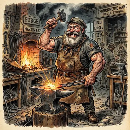 Caricature of a Blacksmith from the Belle Époque
