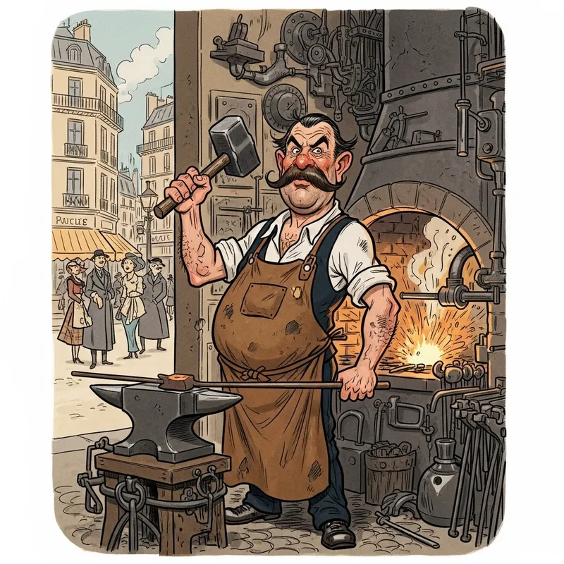 Caricature of a Blacksmith from the Belle Époque