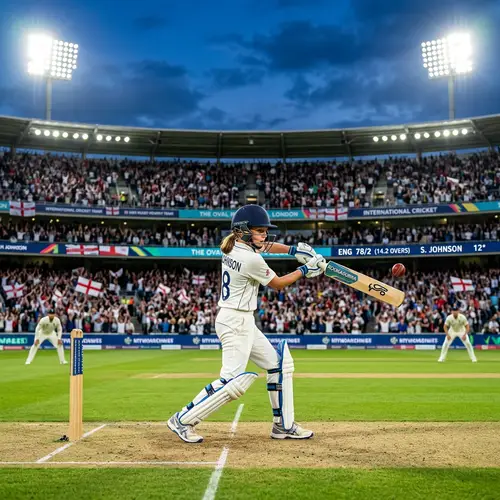 Caucasian Girl Playing at Vibrant Cricket Stadium