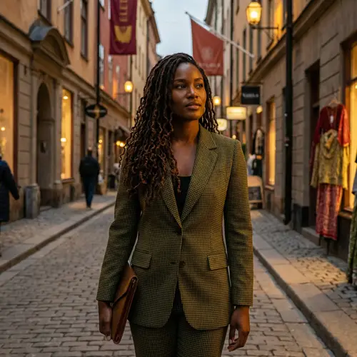 Elegant Black Model in Stylish Olive Outfit