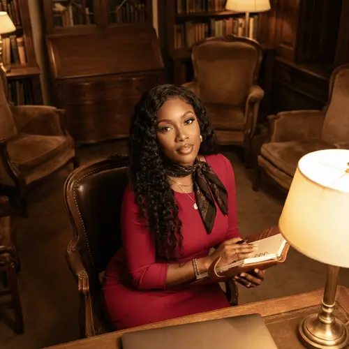 Elegant Black Woman in Red: Modern Fashion Photography