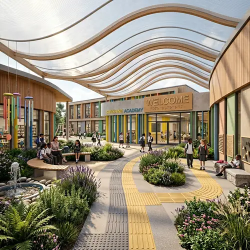 Inviting School Entrance Courtyard Design