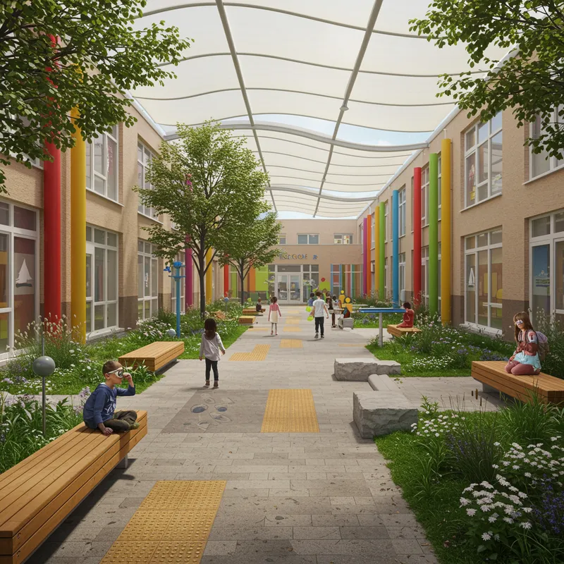 Inviting School Entrance Courtyard Design