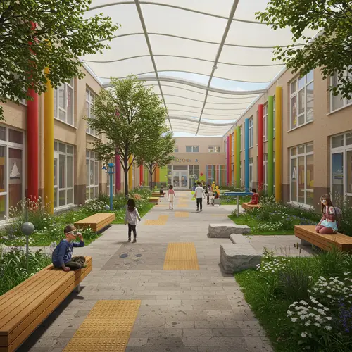 Inviting School Entrance Courtyard Design