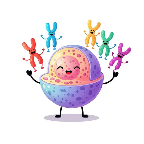 Nucleus Mascot: Cell Organelle with Chromosomes