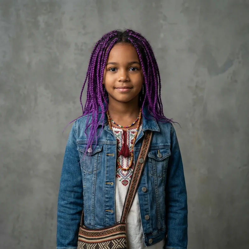Native American Girl with Purple Hair | Cultural Fusion