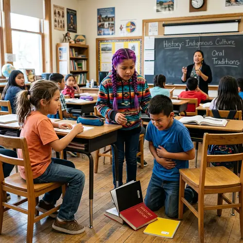 Native American Classroom Scene: Kids & Challenges