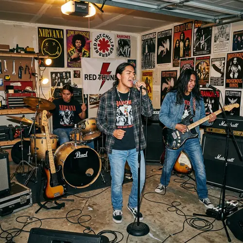 Native American Boy Band Garage Practice Session