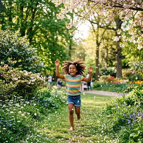 Joyful Black Child Playing in Lush Park