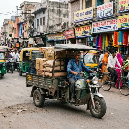 Sturdy Three-Wheeled Utility Motorbike | India-inspired