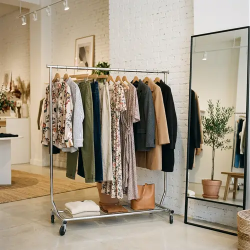 Modern Clothing Rack in Boutique