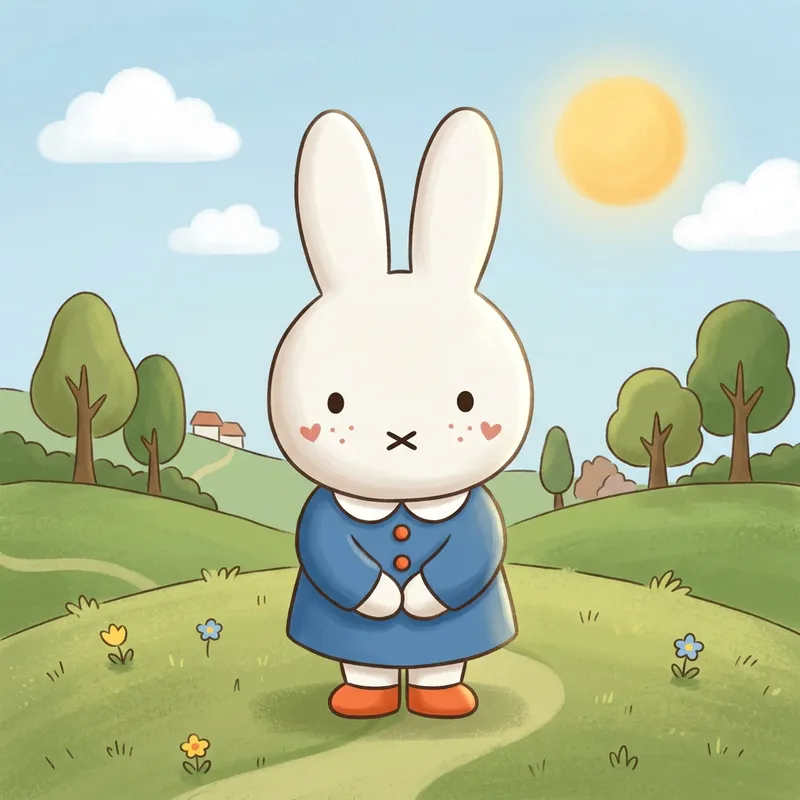 Miffy with Heart Freckles Cartoon Illustration