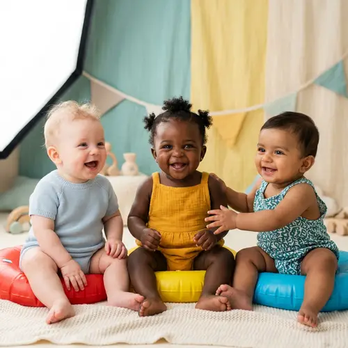 Joyful Studio Portrait of Three Adorable Infants