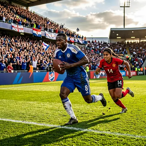 Dynamic Football Match on Lush Green Field