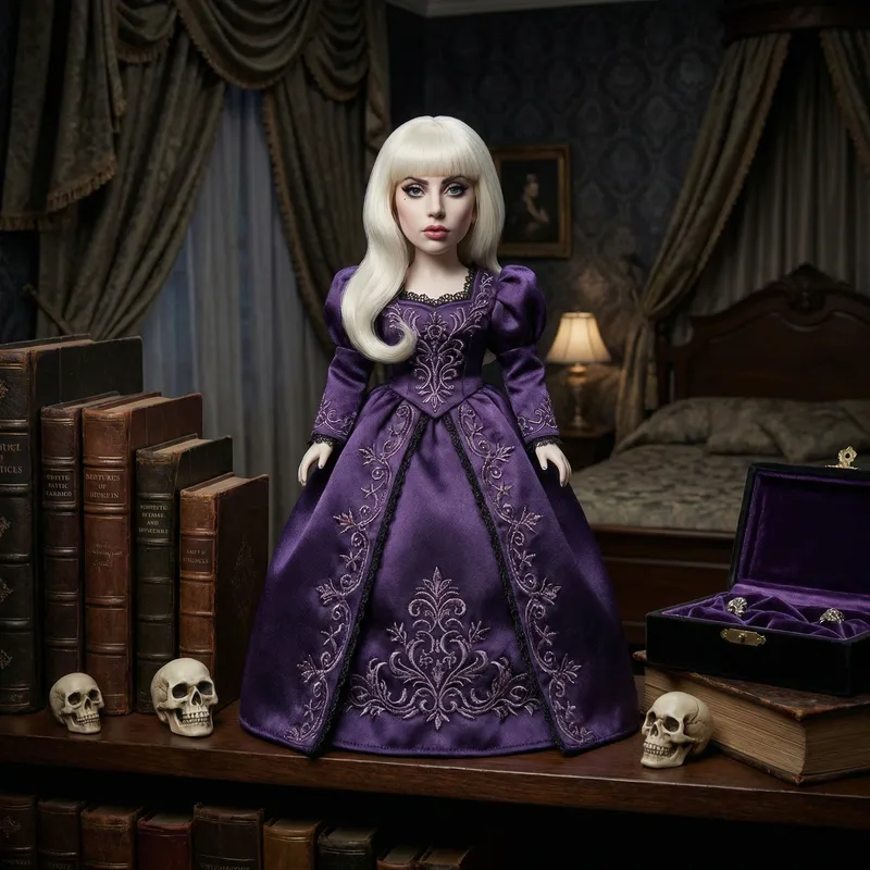 Lady Gaga: Porcelain Doll in a Gothic Bedroom