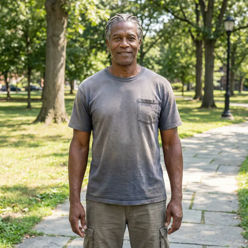 Muscular 60-Year-Old Man with Dreadlocks