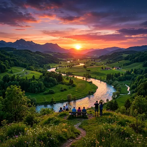Captivating Landscape with Rivers at Sunset