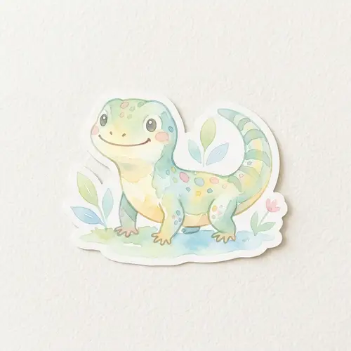 Minimalist Watercolor Lizard Sticker | Cute Nature Design