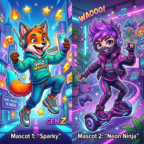 Unique GenZ Waooo! Mascots Design