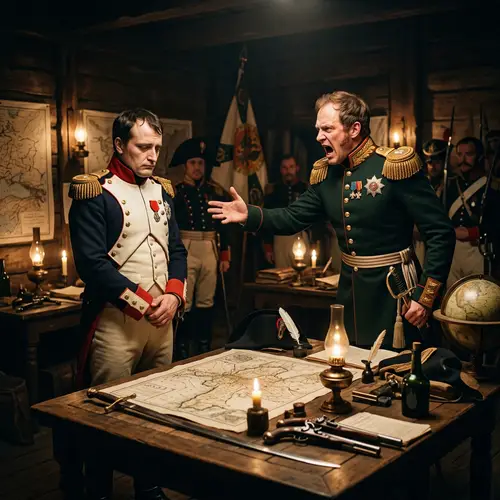 Alexander I Confronts Napoleon in Military HQ