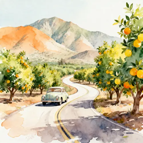 Scenic Watercolor Clipart of Citrus Groves
