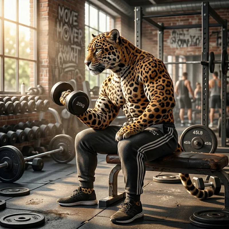 Fierce Jaguar in Gym - Realistic Digital Artwork Fierce Jaguar in Gym - Realistic Digital Artwork