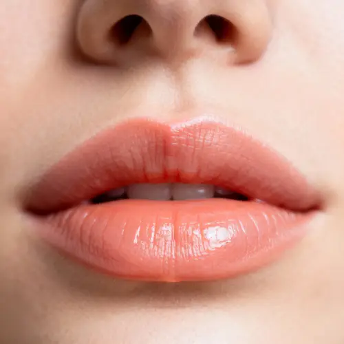 Beautiful and Hydrated Women's Lips Close-Up