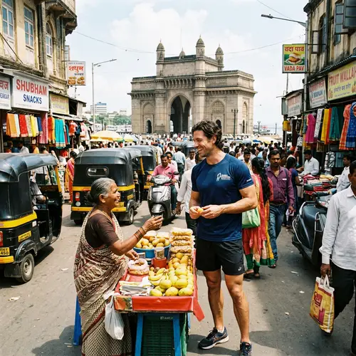 Athletic Man in Mumbai: Muscular Build and Curious Demeanor