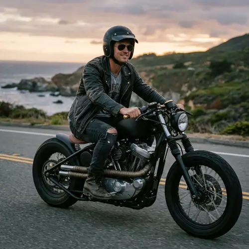 Cool Individual Riding Custom Black Motorcycle