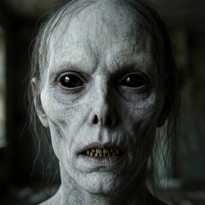 Terrifyingly Realistic Face of a Creepy Humanoid Being