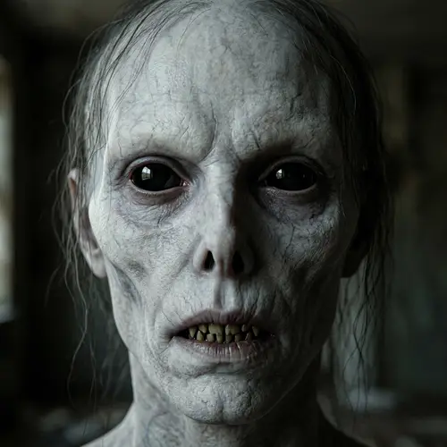 Hauntingly Eerie Humanoid Creature's Face