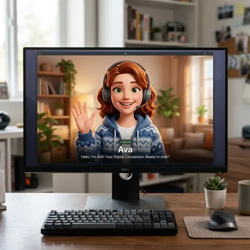 Friendly Humanoid Avatar on Computer Screen