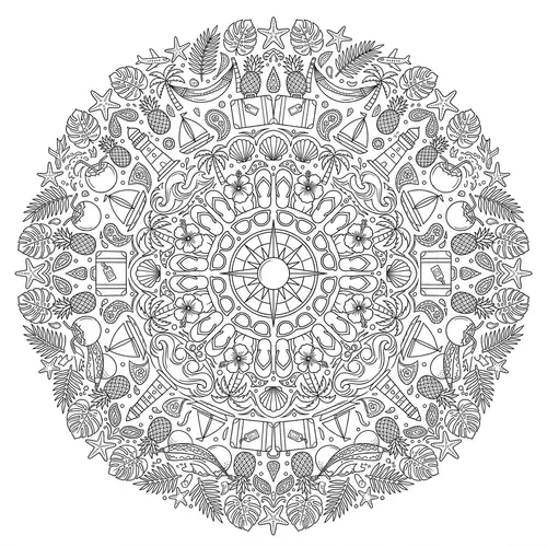 Coloring Picture Mandala for Relaxing Vacation