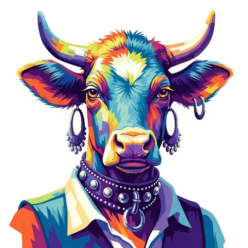 Vibrant Pop Art: Fierce Female Cowmodel Portrait