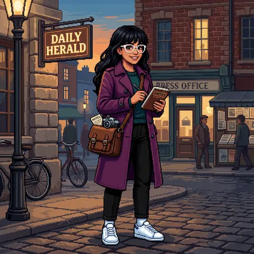 Cute Adult 2D Pixel Journalist Character Design