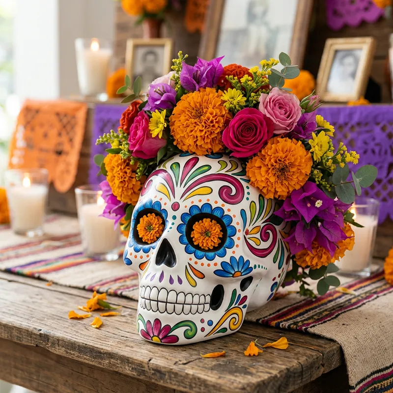 Mexican Skull with Flower Crown