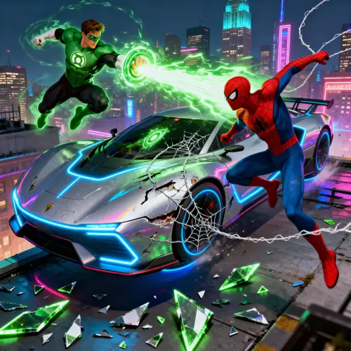 Spiderman vs Green Lantern: Epic City Showdown