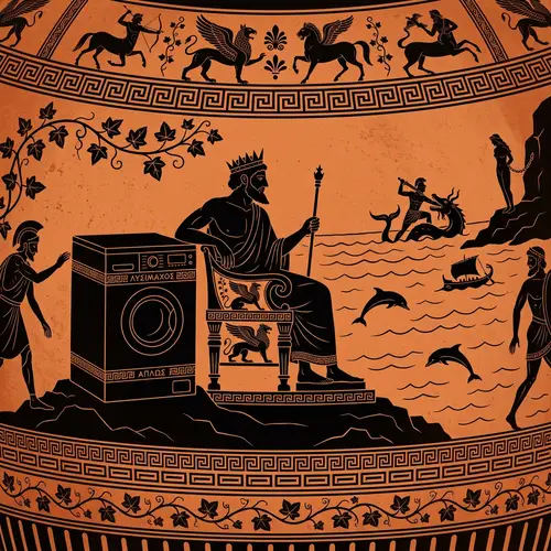 Ancient Greek Mythology Art Scene in Silhouette