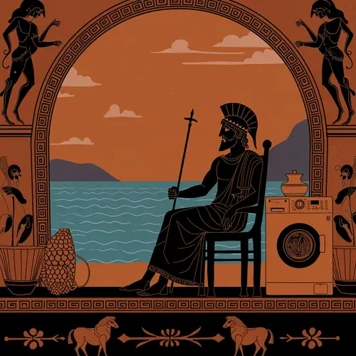 Ancient Greek Mythology Art Scene in Silhouette
